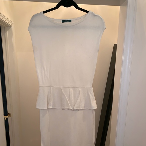 Lauren Ralph Lauren Dresses & Skirts - Cream sleeveless peplum knee length dress. Lauren Ralph Lauren Dresses & Skirts - Cream sleeveless peplum knee length dress.